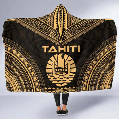 Tahiti Polynesian Chief Hooded Blanket - Gold Version