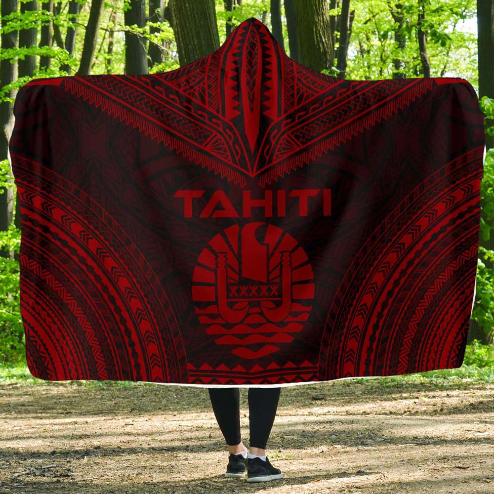 Tahiti Polynesian Chief Hooded Blanket - Red Version