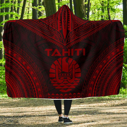 Tahiti Polynesian Chief Hooded Blanket - Red Version