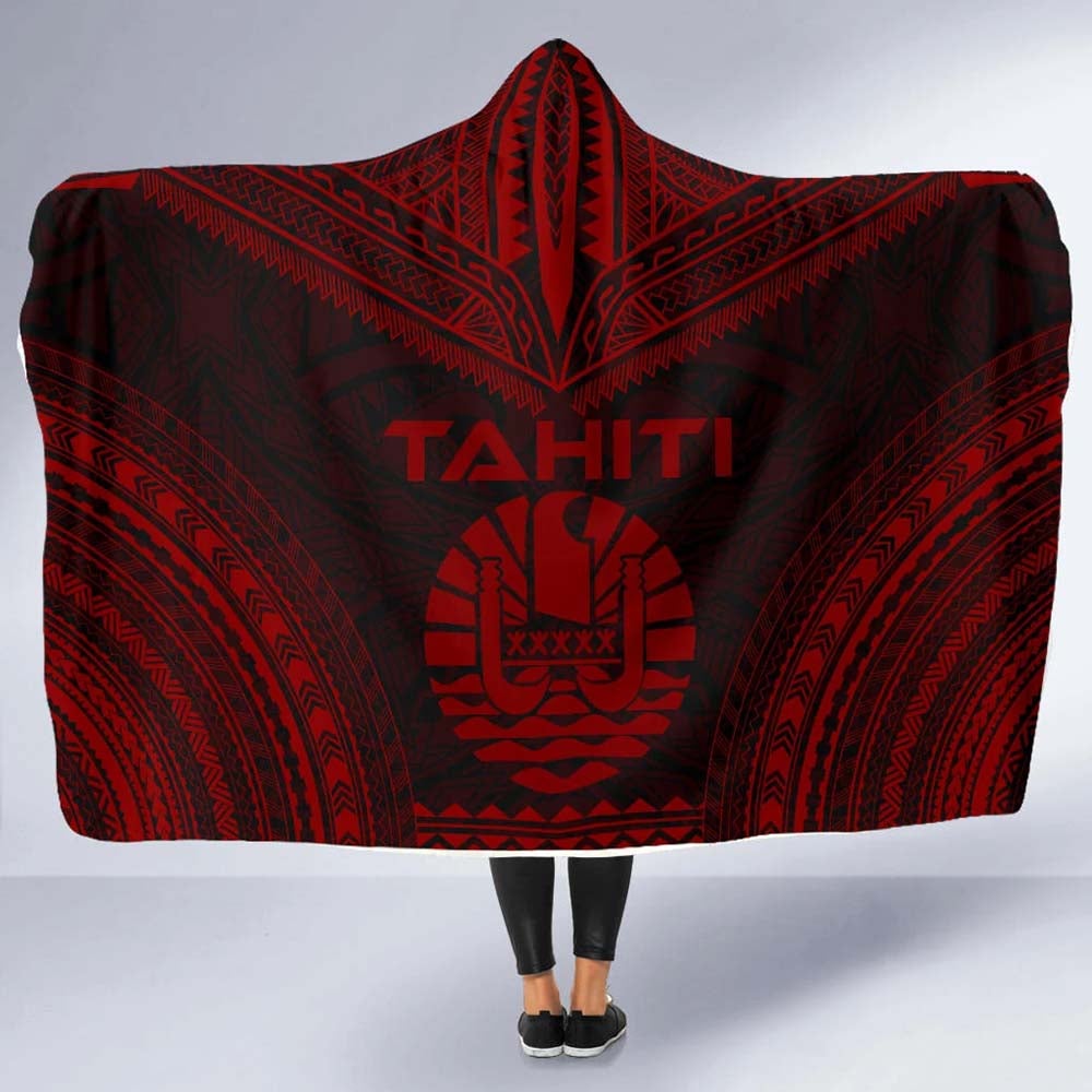 Tahiti Polynesian Chief Hooded Blanket - Red Version