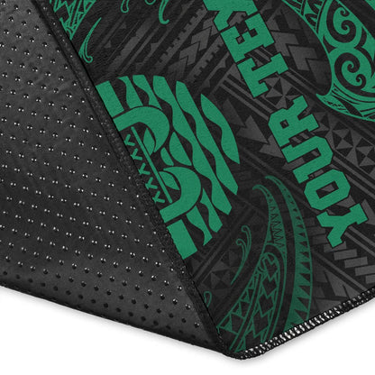 Tahiti Polynesian Custom Personalised Area Rug - Green Tribal Wave
