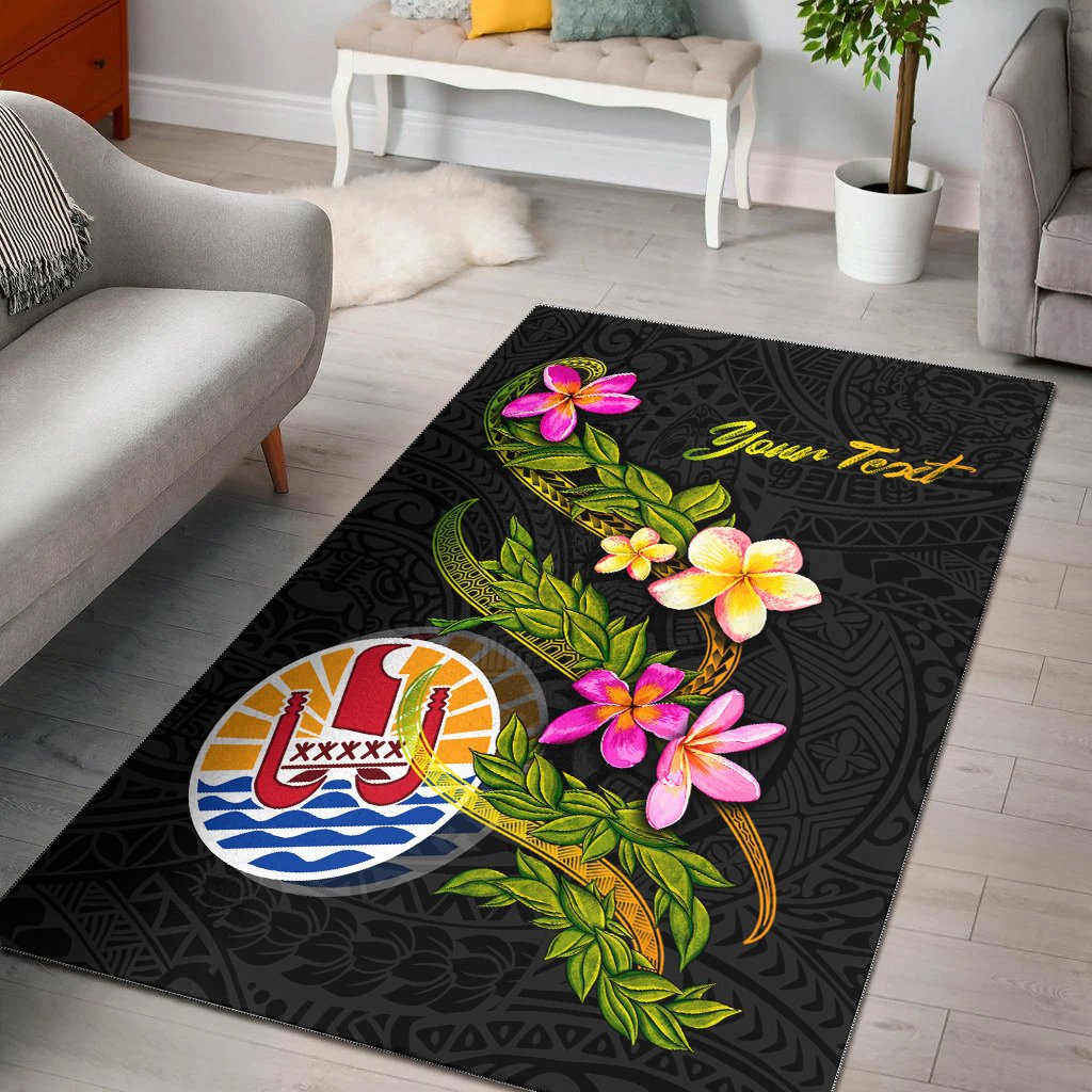 Tahiti Polynesian Custom Personalised Area Rug - Plumeria Tribal