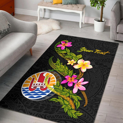 Tahiti Polynesian Custom Personalised Area Rug - Plumeria Tribal