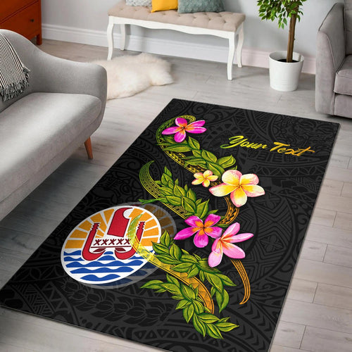 Tahiti Polynesian Custom Personalised Area Rug - Plumeria Tribal