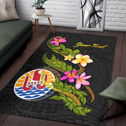 Tahiti Polynesian Custom Personalised Area Rug - Plumeria Tribal