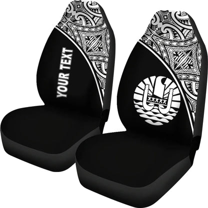 Tahiti Custom Personalised Car Seat Covers - Tahiti Flag Polynesian White Curve
