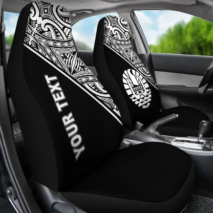 Tahiti Custom Personalised Car Seat Covers - Tahiti Flag Polynesian White Curve