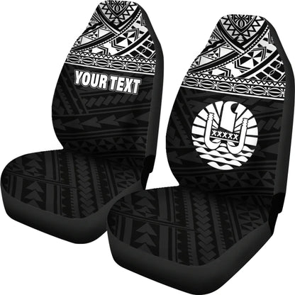 Tahiti Custom Personalised Car Seat Covers - Tahiti Flag Polynesian White Horizontal