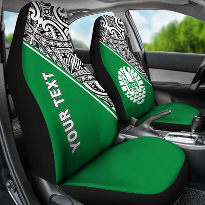 Tahiti Custom Personalised Car Seat Covers - Tahiti Flag Polynesian Green Curve