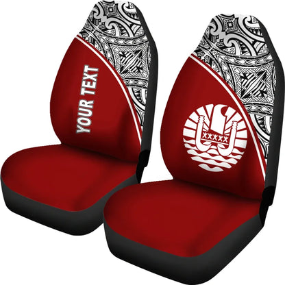 Tahiti Custom Personalised Car Seat Covers - Tahiti Flag Polynesian Red Curve