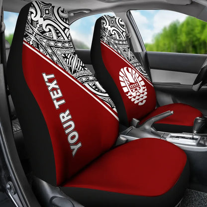 Tahiti Custom Personalised Car Seat Covers - Tahiti Flag Polynesian Red Curve