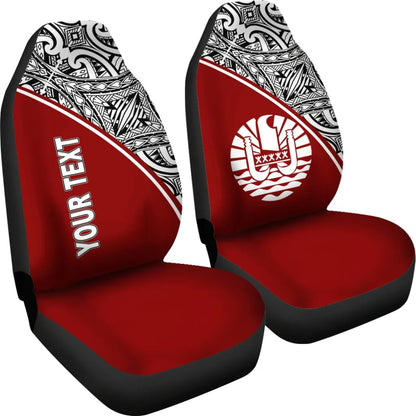 Tahiti Custom Personalised Car Seat Covers - Tahiti Flag Polynesian Red Curve