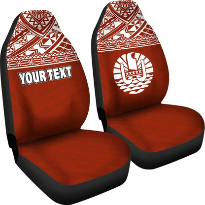 Tahiti Custom Personalised Car Seat Covers - Tahiti Flag Polynesian Red Horizontal