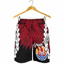 Tahiti Polynesian Custom Personalised Men Shorts - Tribal Wave Tattoo Flag Style
