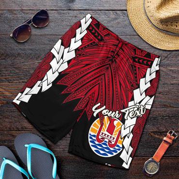 Tahiti Polynesian Custom Personalised Men Shorts - Tribal Wave Tattoo Flag Style
