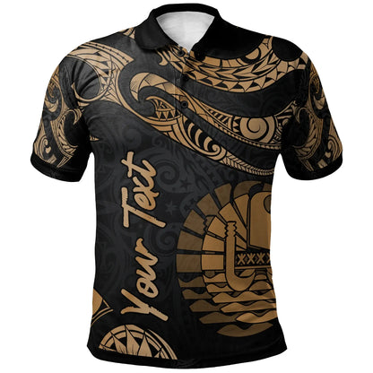 Tahiti Polynesian Custom Personalised Polo Shirt - Poly Tattoo Gold Version