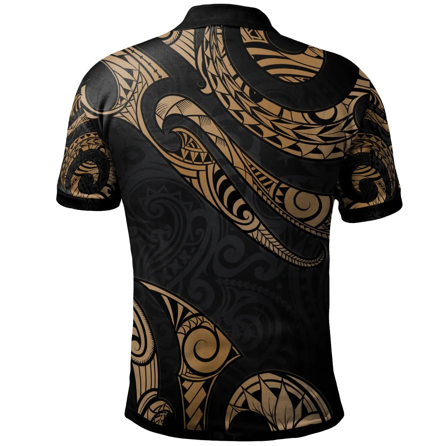 Tahiti Polynesian Custom Personalised Polo Shirt - Poly Tattoo Gold Version