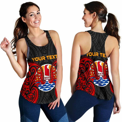 Tahiti Polynesian Custom Personalised Women Racerback Tank - Tahitians Spirit