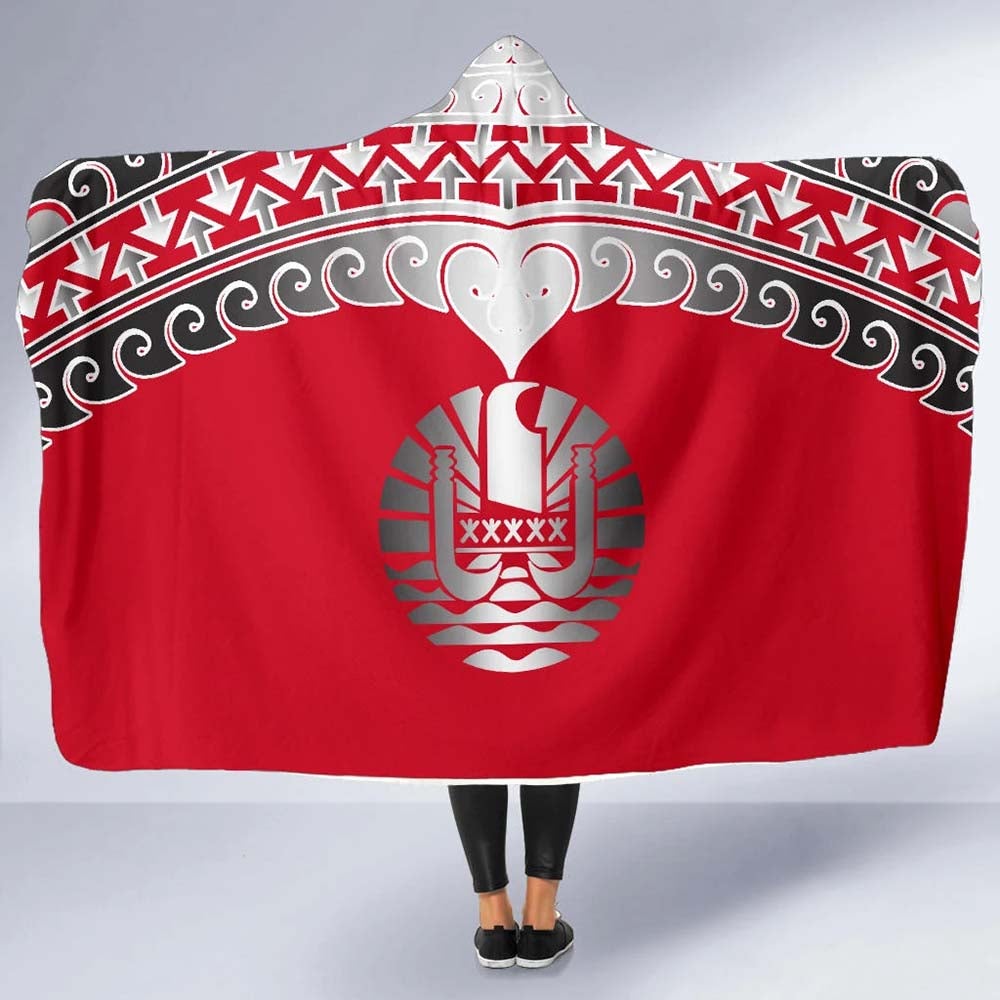 Tahiti Polynesian Hooded Blanket - Wave Style