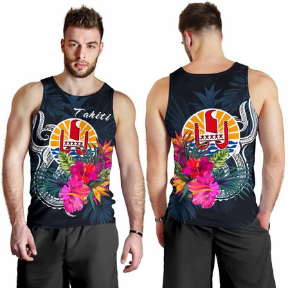 Tahiti Polynesian Men Tank Top - Tropical Flower