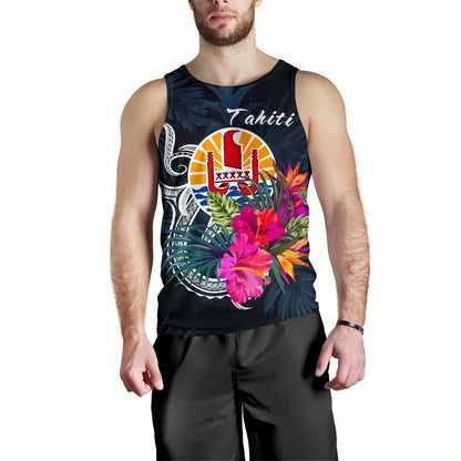 Tahiti Polynesian Men Tank Top - Tropical Flower