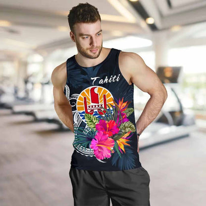 Tahiti Polynesian Men Tank Top - Tropical Flower