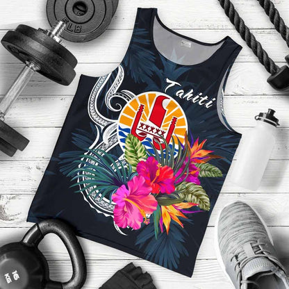 Tahiti Polynesian Men Tank Top - Tropical Flower