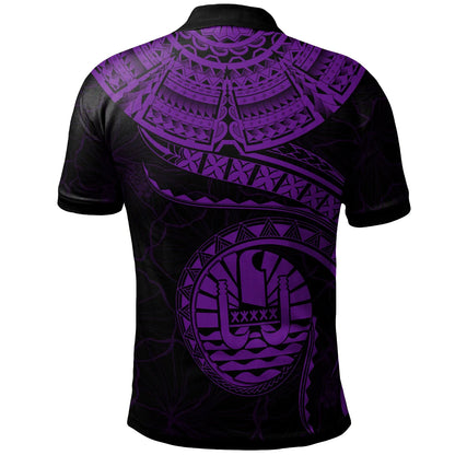 Tahiti Polynesian Personalised Polo Shirt - Tahiti Waves (Purple)