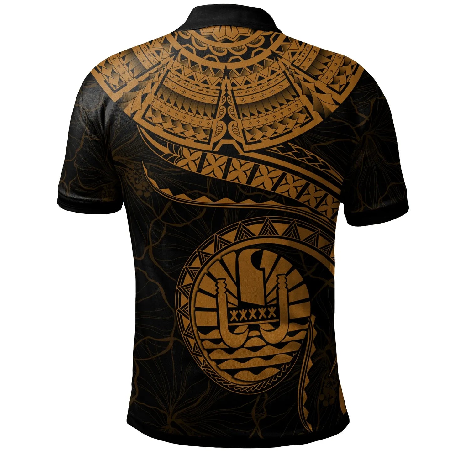Tahiti Polynesian Polo Shirt - Tahiti Waves (Golden)