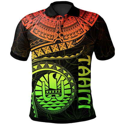 Tahiti Polynesian Polo Shirt - Tahiti Waves (Reggae)