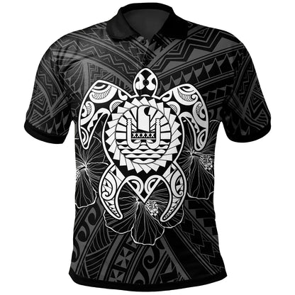 Tahiti Polynesian Polo Shirt - Vintage Polynesian Turtle (White)