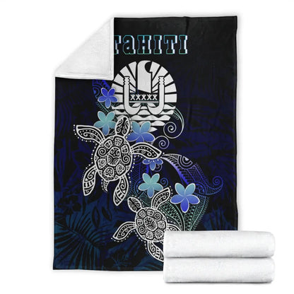Tahiti Polynesian Premium Blanket - Blue Turtle Couple