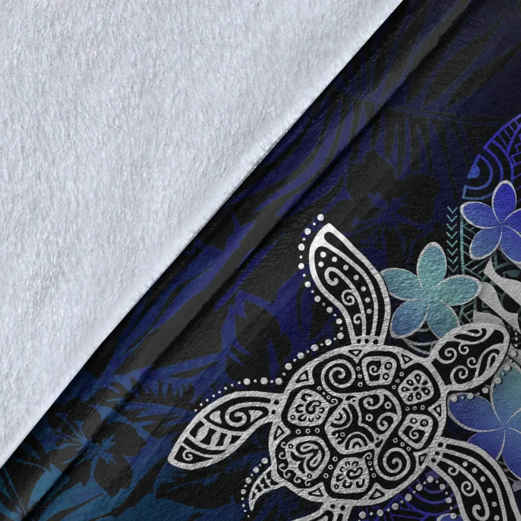 Tahiti Polynesian Premium Blanket - Blue Turtle Couple