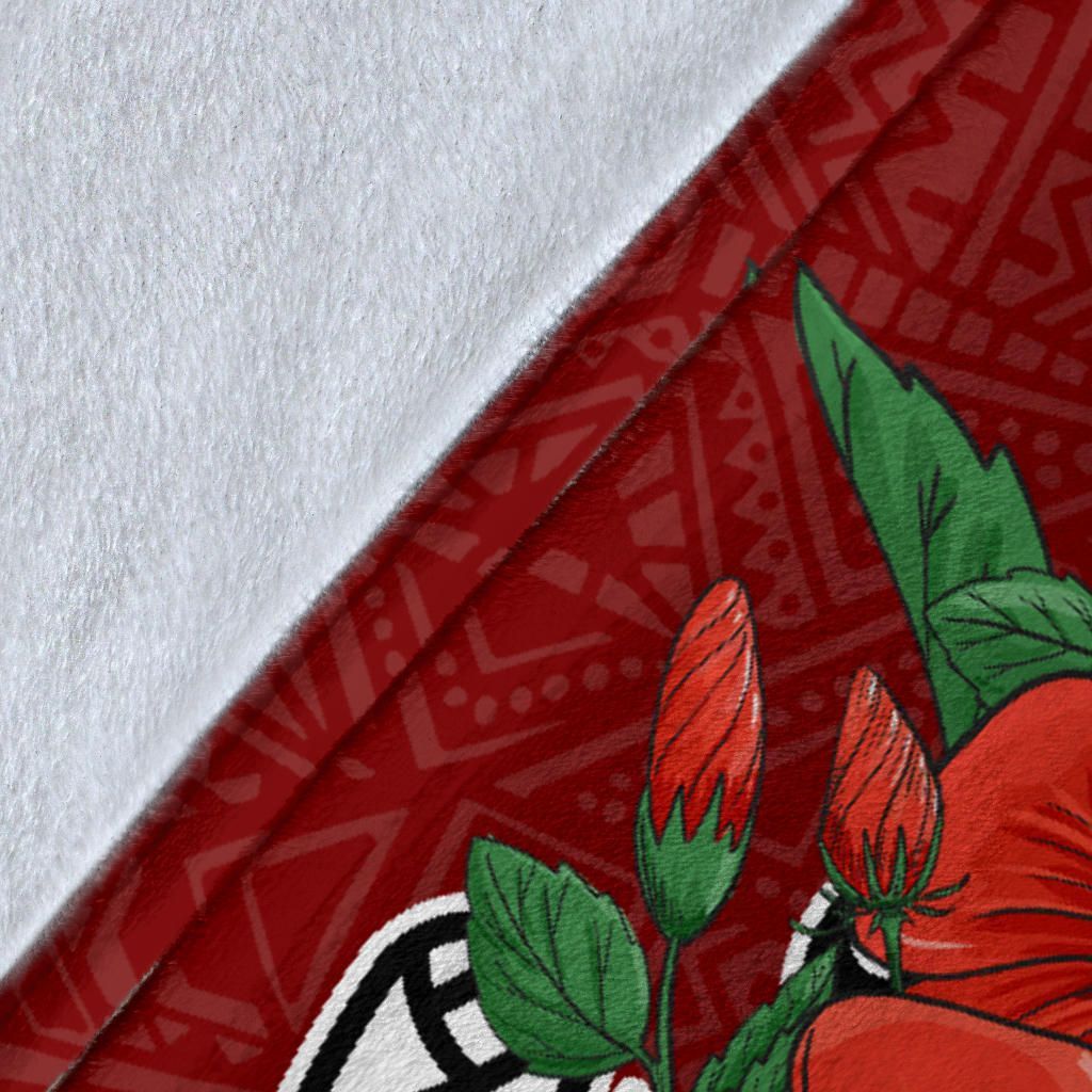 Tahiti Polynesian Premium Blanket - Hibiscus Coat of Arm Red