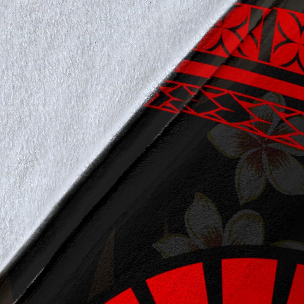 Tahiti Polynesian Premium Blanket - Red Plumeria