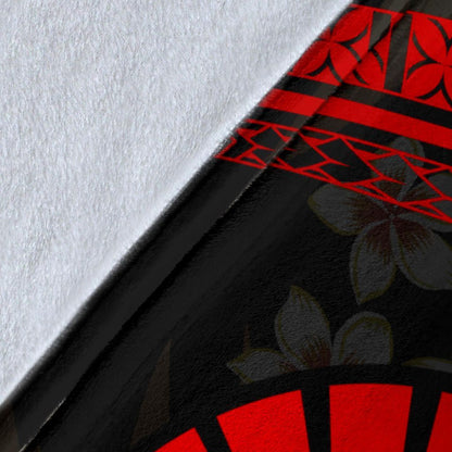 Tahiti Polynesian Premium Blanket - Red Plumeria