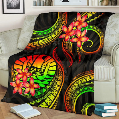 Tahiti Polynesian Premium Blanket - Reggae Plumeria