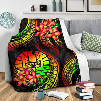 Tahiti Polynesian Premium Blanket - Reggae Plumeria