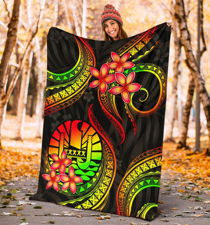 Tahiti Polynesian Premium Blanket - Reggae Plumeria