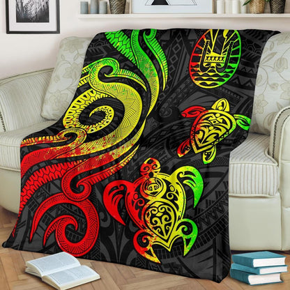 Tahiti Polynesian Premium Blanket - Reggae Tentacle Turtle