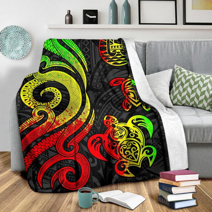 Tahiti Polynesian Premium Blanket - Reggae Tentacle Turtle
