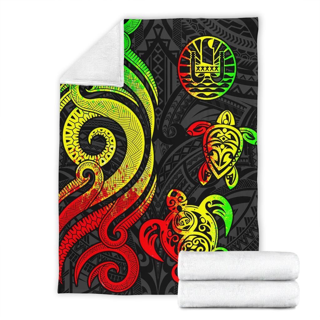 Tahiti Polynesian Premium Blanket - Reggae Tentacle Turtle