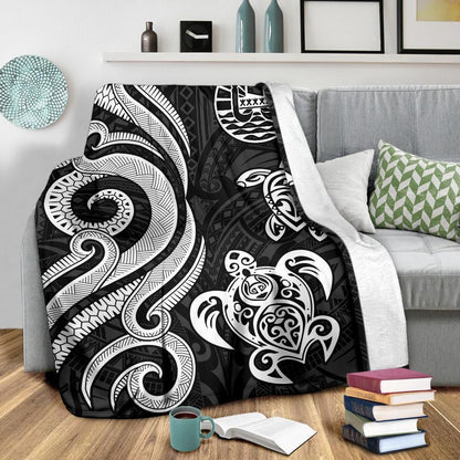 Tahiti Polynesian Premium Blanket - White Tentacle Turtle