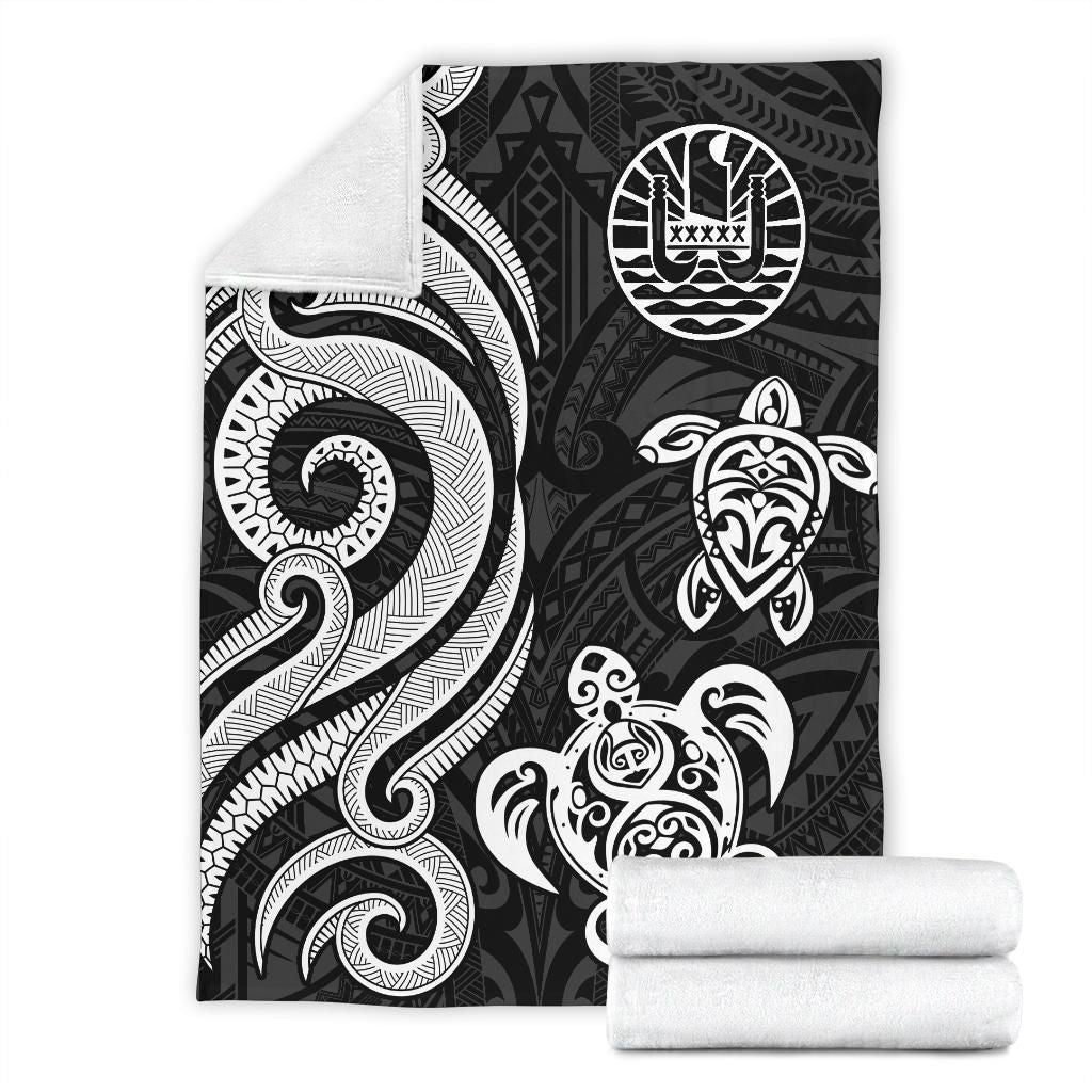 Tahiti Polynesian Premium Blanket - White Tentacle Turtle