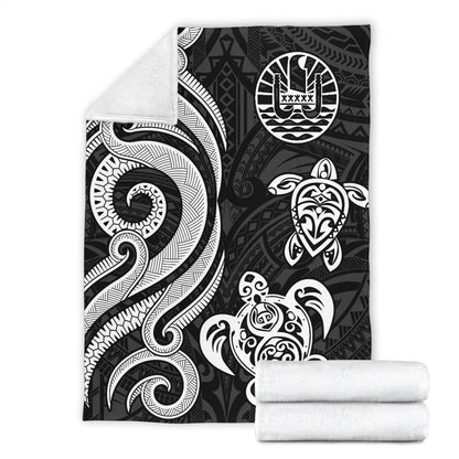Tahiti Polynesian Premium Blanket - White Tentacle Turtle