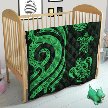Tahiti Polynesian Premium Quilt - Green Tentacle Turtle