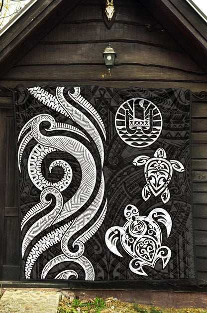 Tahiti Polynesian Premium Quilt - White Tentacle Turtle