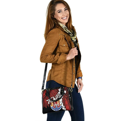 Tahiti Polynesian Shoulder Handbag - Tribal Wave Tattoo Blue Flag Style