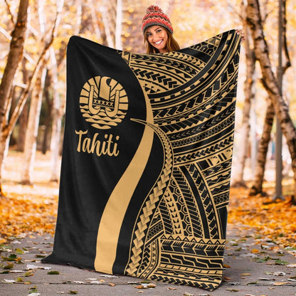 Tahiti Premium Blanket - Gold Polynesian Tentacle Tribal Pattern