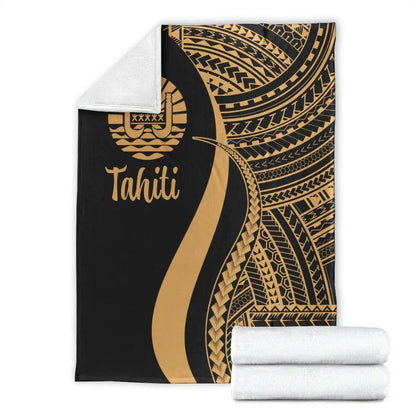 Tahiti Premium Blanket - Gold Polynesian Tentacle Tribal Pattern